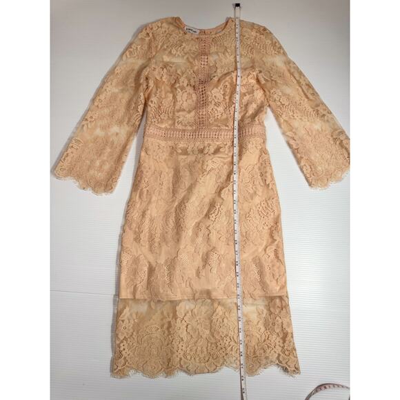 Bebe Slit Lace Mini Dress Blush Pink Women’s 4 Bridalcore Balletcore Coquette - Picture 4 of 16